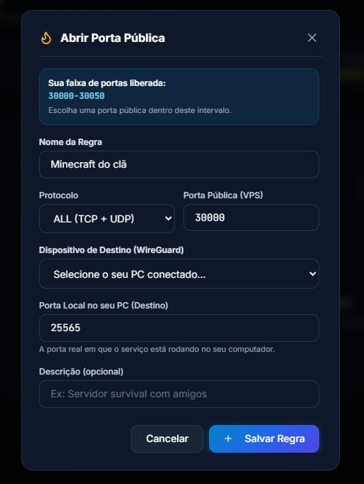 Criando redirecionamento de portas - NatBridge
